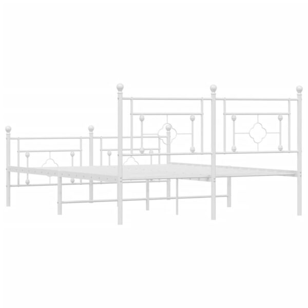 vidaXL Metal Bed Frame with Headboard and Footboard White 59.1"x78.7" - Image 7