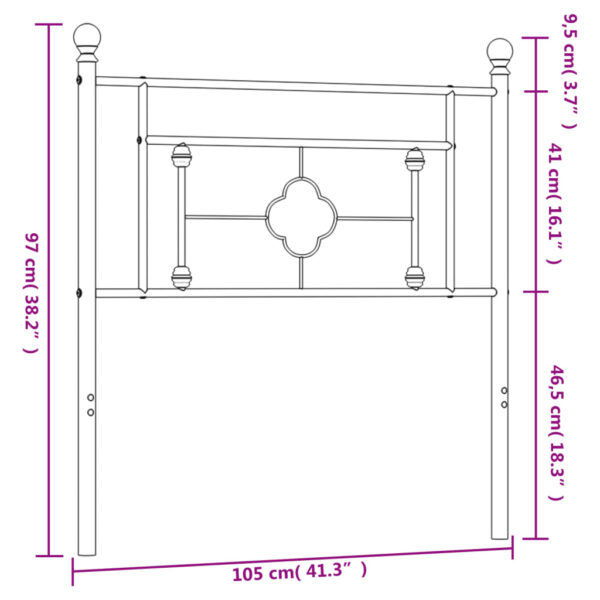 vidaXL Metal Headboard White 39.4" - Image 7