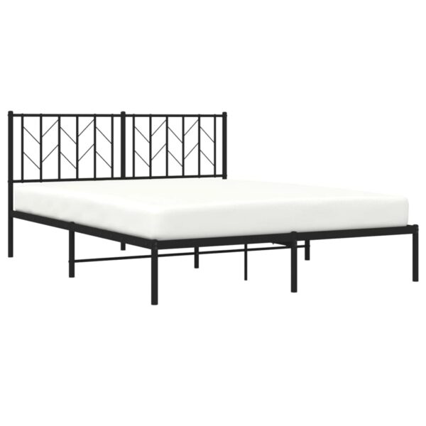 vidaXL Metal Bed Frame with Headboard Black 59.1"x78.7" - Image 3