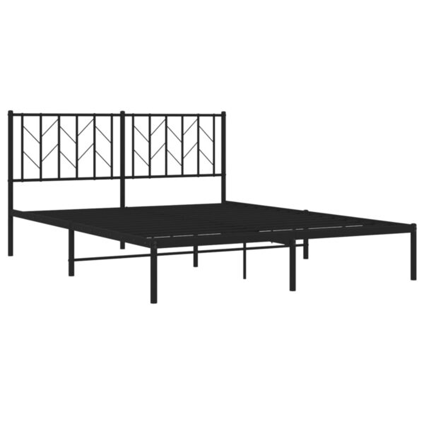 vidaXL Metal Bed Frame with Headboard Black 59.1"x78.7" - Image 4