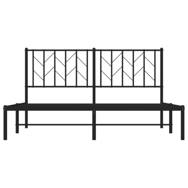 vidaXL Metal Bed Frame with Headboard Black 59.1"x78.7" - Image 5