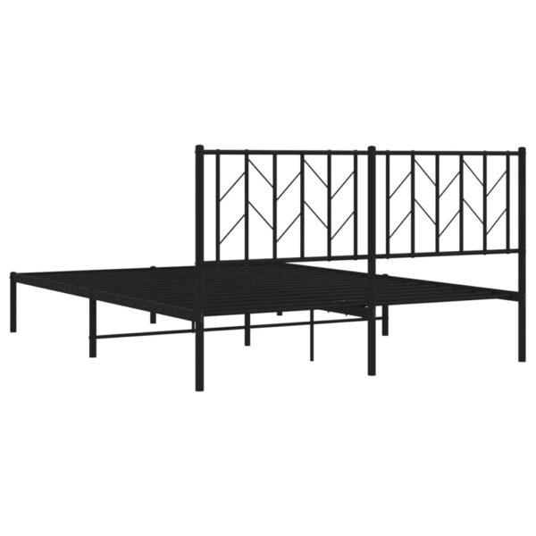 vidaXL Metal Bed Frame with Headboard Black 59.1"x78.7" - Image 7