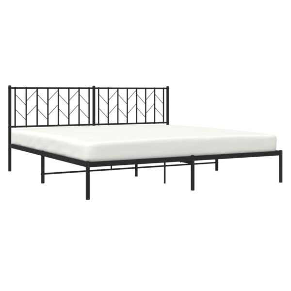 vidaXL Metal Bed Frame with Headboard Black 76"x79.9" King - Image 3