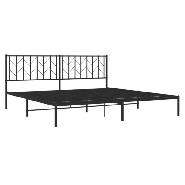 vidaXL Metal Bed Frame with Headboard Black 76"x79.9" King - Image 4