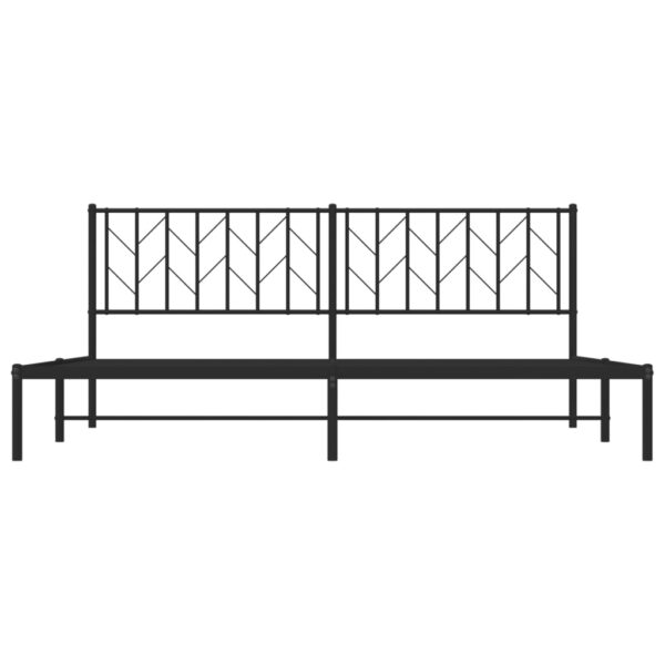 vidaXL Metal Bed Frame with Headboard Black 76"x79.9" King - Image 5