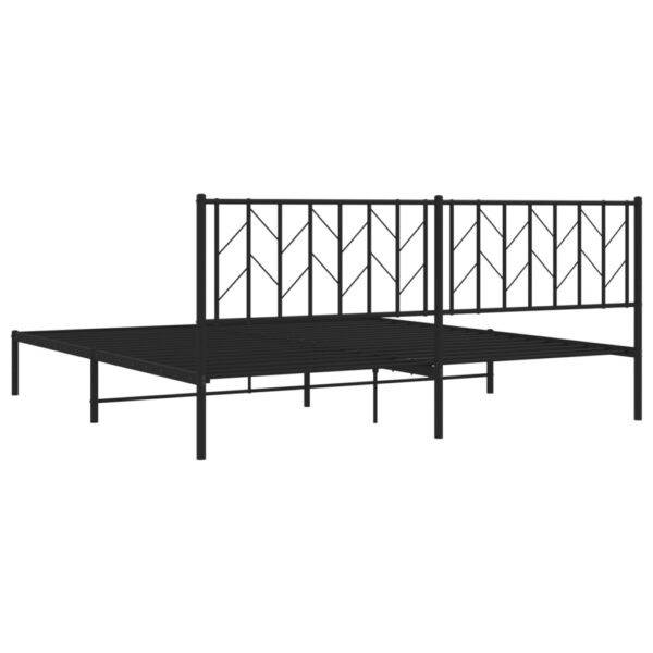 vidaXL Metal Bed Frame with Headboard Black 76"x79.9" King - Image 7