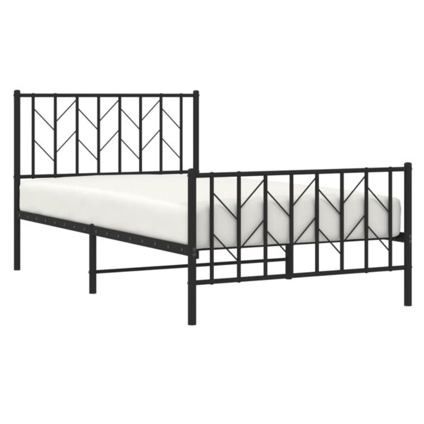 vidaXL Metal Bed Frame with Headboard and Footboard Black 39.4"x78.7" - Image 3