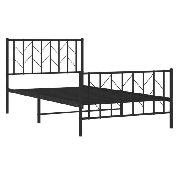 vidaXL Metal Bed Frame with Headboard and Footboard Black 39.4"x78.7" - Image 4