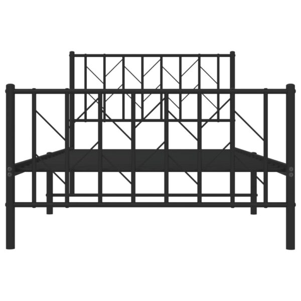 vidaXL Metal Bed Frame with Headboard and Footboard Black 39.4"x78.7" - Image 5