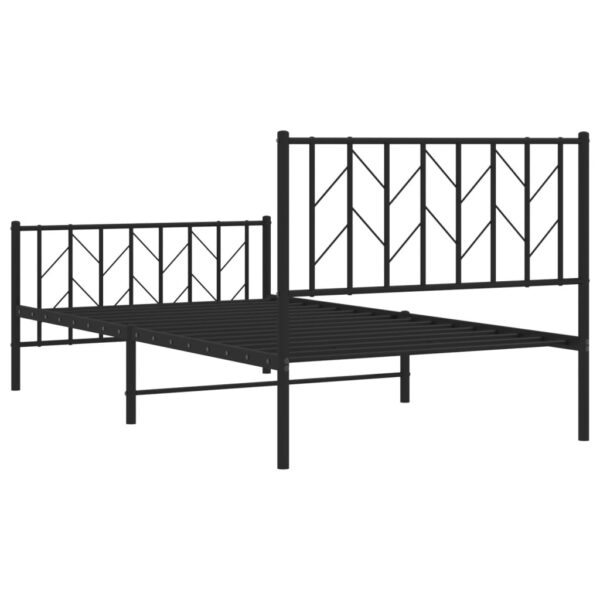 vidaXL Metal Bed Frame with Headboard and Footboard Black 39.4"x78.7" - Image 7