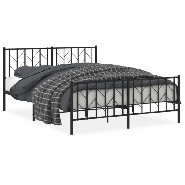 vidaXL Metal Bed Frame with Headboard and Footboard Black 59.1"x78.7" - Image 2