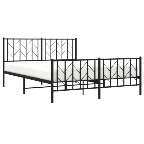 vidaXL Metal Bed Frame with Headboard and Footboard Black 59.1"x78.7" - Image 3