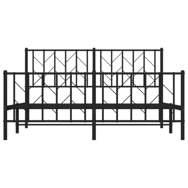 vidaXL Metal Bed Frame with Headboard and Footboard Black 59.1"x78.7" - Image 5