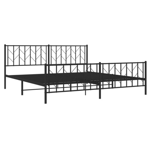 vidaXL Metal Bed Frame with Headboard and Footboard Black 76"x79.9" King - Image 4