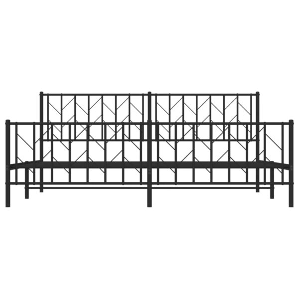 vidaXL Metal Bed Frame with Headboard and Footboard Black 76"x79.9" King - Image 5