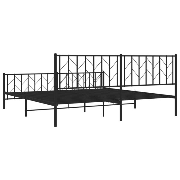 vidaXL Metal Bed Frame with Headboard and Footboard Black 76"x79.9" King - Image 7