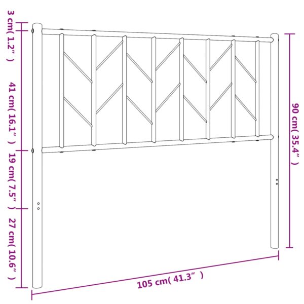 vidaXL Metal Headboard Black 39.4" - Image 7