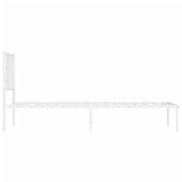 vidaXL Metal Bed Frame with Headboard White 39.4"x78.7" - Image 6