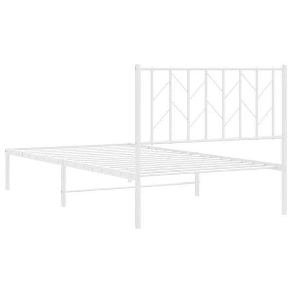 vidaXL Metal Bed Frame with Headboard White 39.4"x78.7" - Image 7