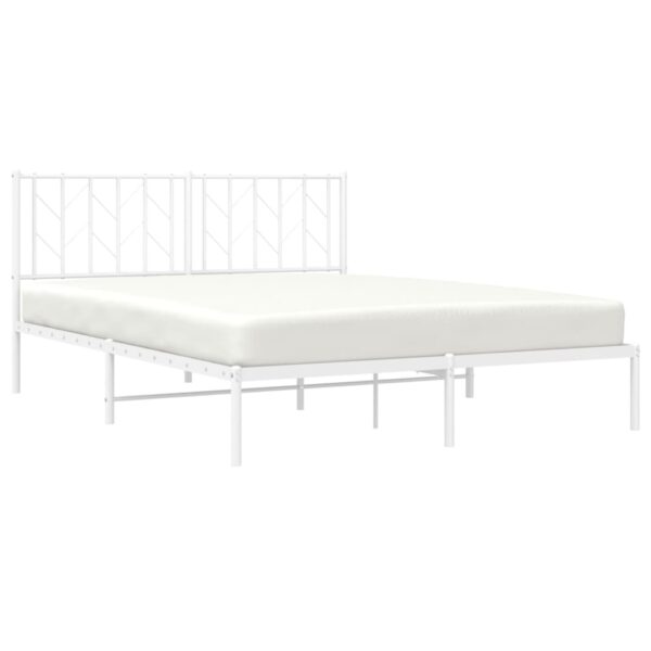 vidaXL Metal Bed Frame with Headboard White 59.1"x78.7" - Image 3