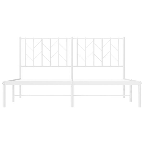 vidaXL Metal Bed Frame with Headboard White 59.1"x78.7" - Image 5