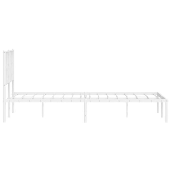 vidaXL Metal Bed Frame with Headboard White 59.1"x78.7" - Image 6