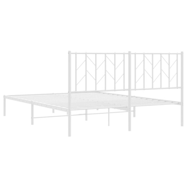 vidaXL Metal Bed Frame with Headboard White 59.1"x78.7" - Image 7