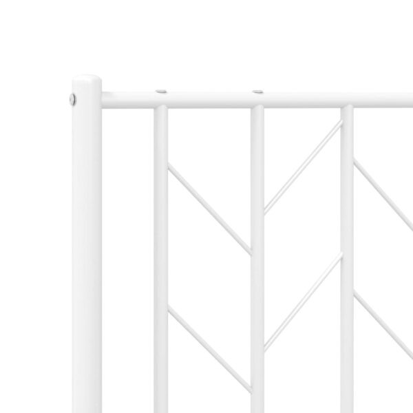 vidaXL Metal Bed Frame with Headboard White 59.1"x78.7" - Image 8