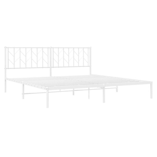 vidaXL Metal Bed Frame with Headboard White 76"x79.9" King - Image 4