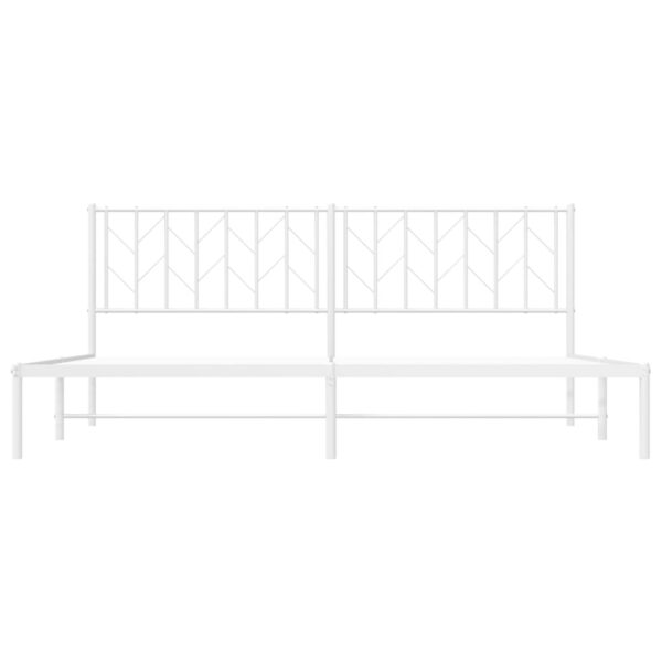 vidaXL Metal Bed Frame with Headboard White 76"x79.9" King - Image 5