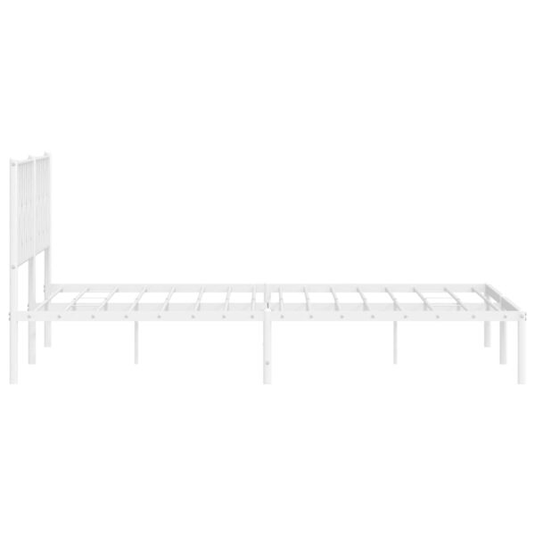 vidaXL Metal Bed Frame with Headboard White 76"x79.9" King - Image 6