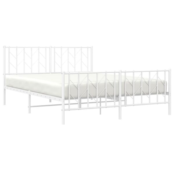 vidaXL Metal Bed Frame with Headboard and FootboardÂ White 59.1"x78.7" - Image 3