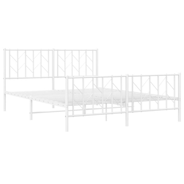 vidaXL Metal Bed Frame with Headboard and FootboardÂ White 59.1"x78.7" - Image 4