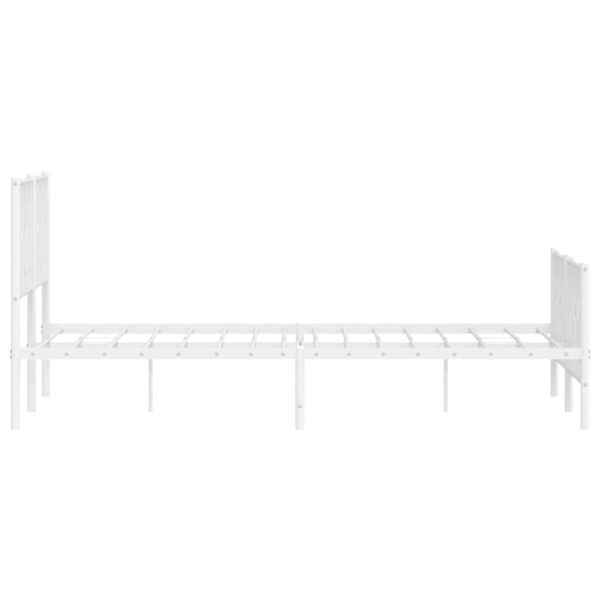 vidaXL Metal Bed Frame with Headboard and FootboardÂ White 59.1"x78.7" - Image 6