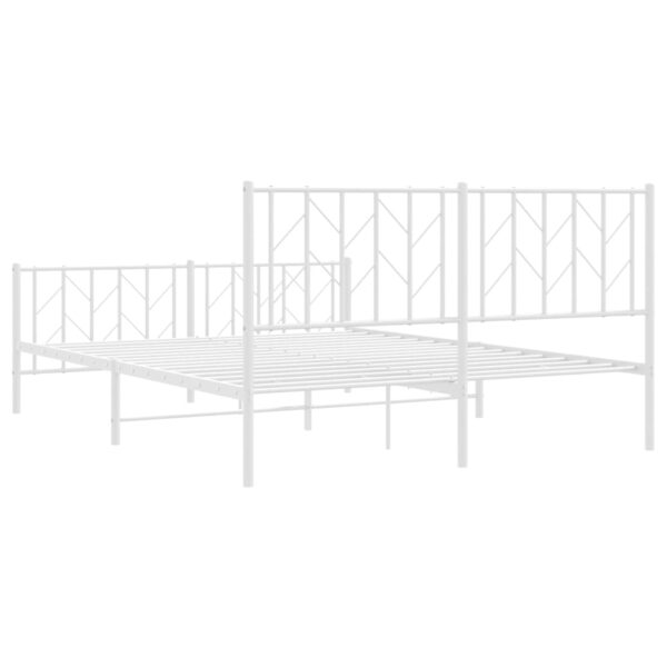 vidaXL Metal Bed Frame with Headboard and FootboardÂ White 59.1"x78.7" - Image 7