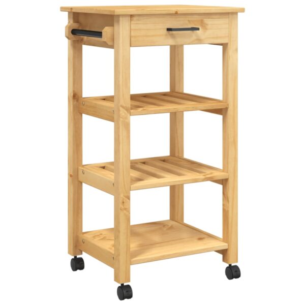 vidaXL Kitchen Trolley MONZA 18.9"x15.7"x35.4" Solid Wood Pine - Image 2