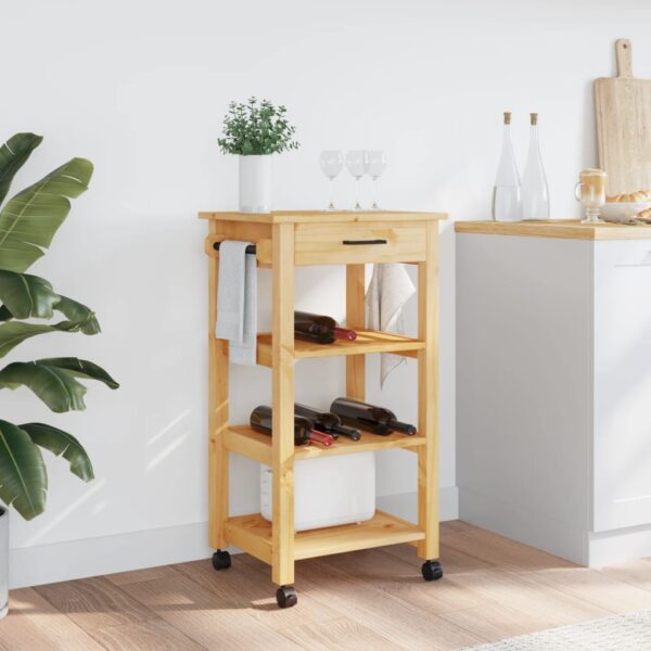 vidaXL Kitchen Trolley MONZA 18.9"x15.7"x35.4" Solid Wood Pine - Image 3