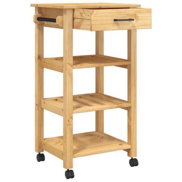 vidaXL Kitchen Trolley MONZA 18.9"x15.7"x35.4" Solid Wood Pine - Image 4