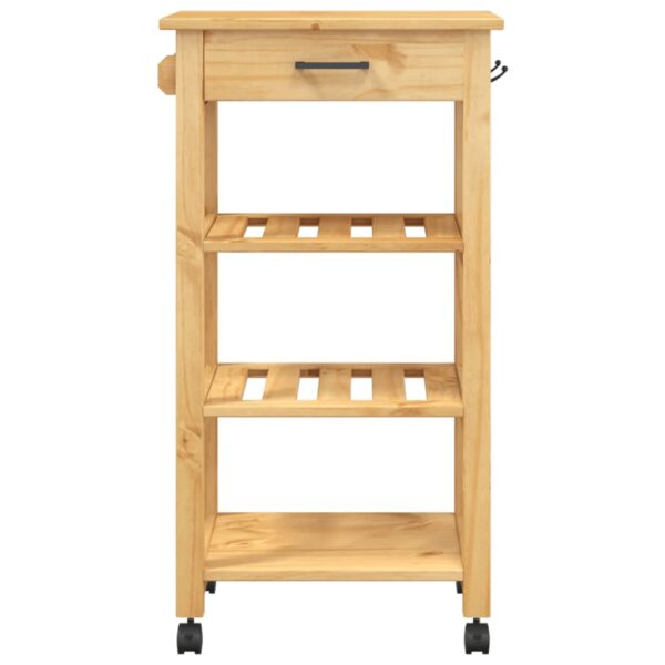 vidaXL Kitchen Trolley MONZA 18.9"x15.7"x35.4" Solid Wood Pine - Image 5