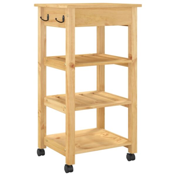 vidaXL Kitchen Trolley MONZA 18.9"x15.7"x35.4" Solid Wood Pine - Image 7