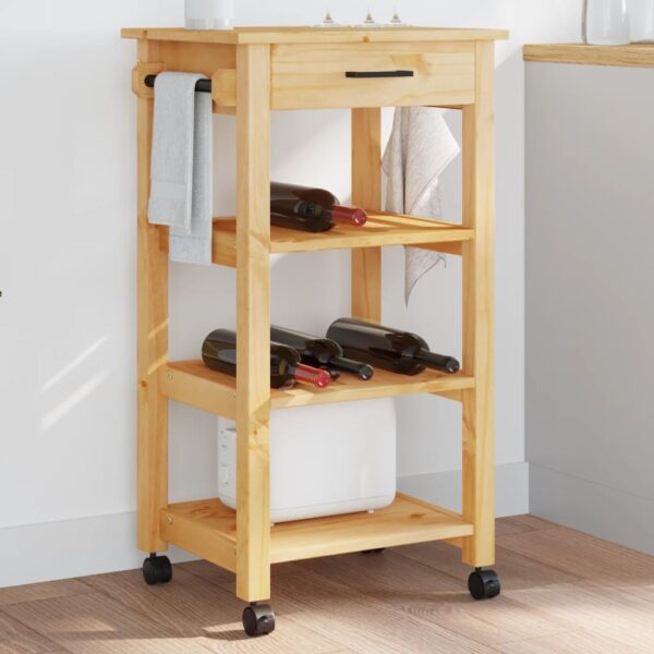 vidaXL Kitchen Trolley MONZA 18.9"x15.7"x35.4" Solid Wood Pine