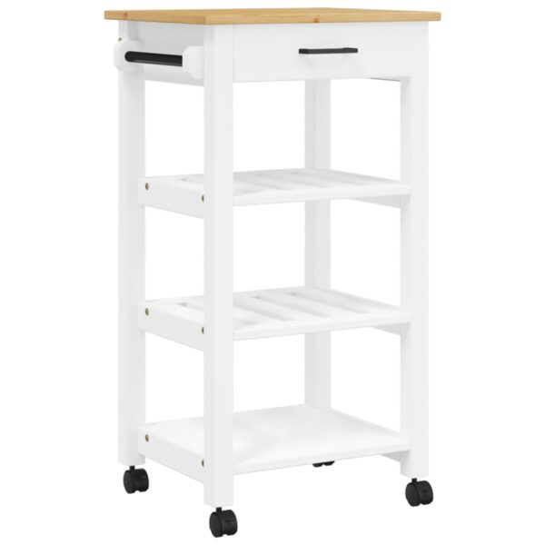 vidaXL Kitchen Trolley MONZA 18.9"x15.7"x35.4" Solid Wood Pine - Image 2