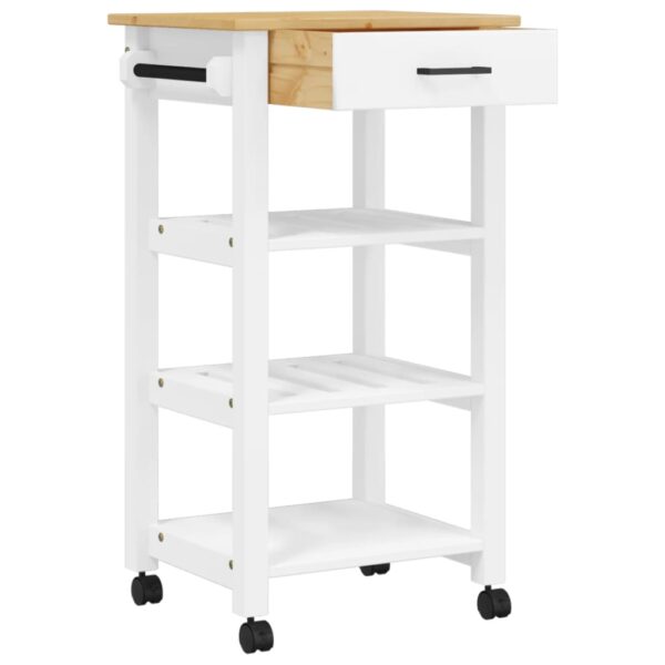 vidaXL Kitchen Trolley MONZA 18.9"x15.7"x35.4" Solid Wood Pine - Image 4