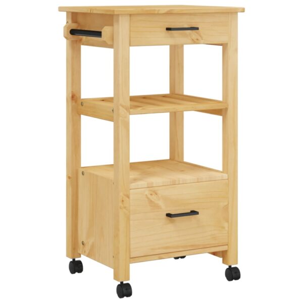 vidaXL Kitchen Trolley MONZA 18.9"x15.7"x35.4" Solid Wood Pine - Image 2