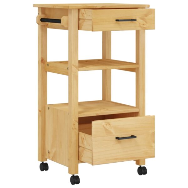 vidaXL Kitchen Trolley MONZA 18.9"x15.7"x35.4" Solid Wood Pine - Image 4