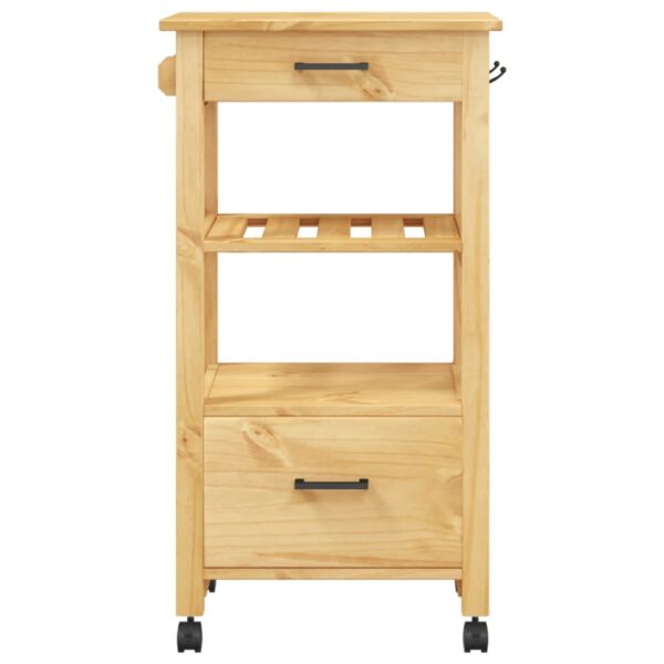 vidaXL Kitchen Trolley MONZA 18.9"x15.7"x35.4" Solid Wood Pine - Image 5