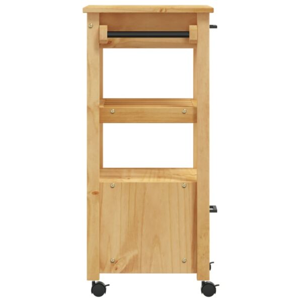 vidaXL Kitchen Trolley MONZA 18.9"x15.7"x35.4" Solid Wood Pine - Image 6