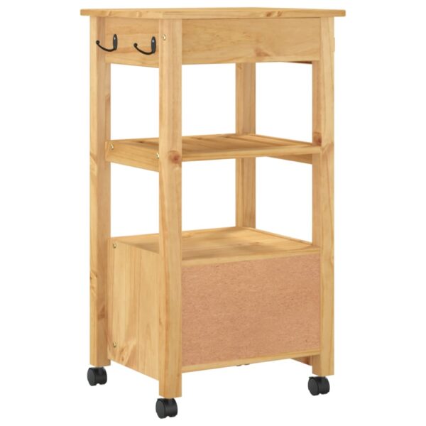 vidaXL Kitchen Trolley MONZA 18.9"x15.7"x35.4" Solid Wood Pine - Image 7