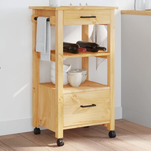 vidaXL Kitchen Trolley MONZA 18.9"x15.7"x35.4" Solid Wood Pine