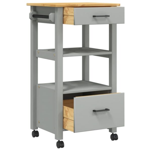 vidaXL Kitchen Trolley MONZA 18.9"x15.7"x35.4" Solid Wood Pine - Image 4